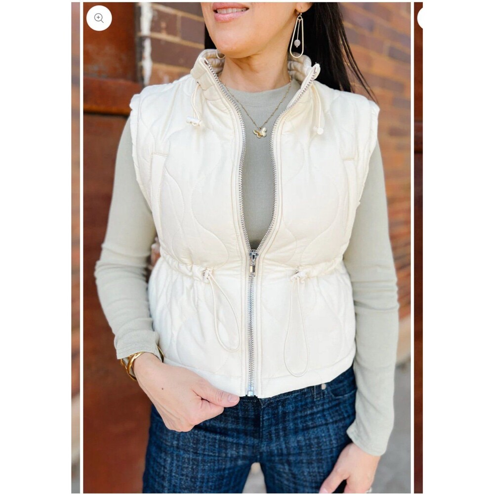 SAGE the Label, Quilted Cropped Vest, Ivory Sz XS